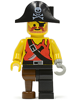 LEGO Minifigure-Pirate Shirt with Knife, Black Leg with Peg Leg, Black Pirate Hat with Skull-Pirates / Pirates I-pi022-Creative Brick Builders